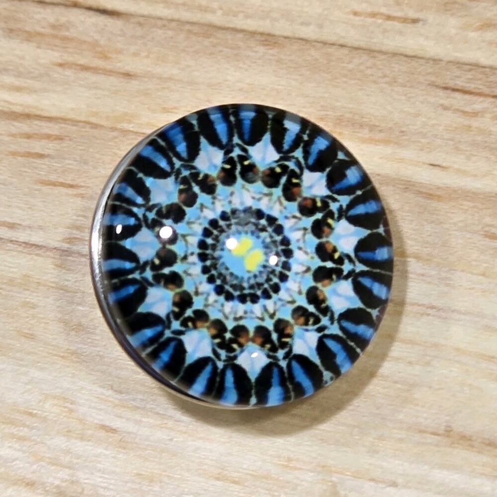 Snap Jewelry Blue Brown Black Kaleidoscope Button Charm 20mm Fits Ginger Snaps